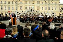 21. 3. 2015, Nova Gorica/Gorica – Predsednik republike na Trgu Evrope/Piazza Tansalpina slovesno obeleil Pot miru - Via di pace (Tamino Petelinek/STA)